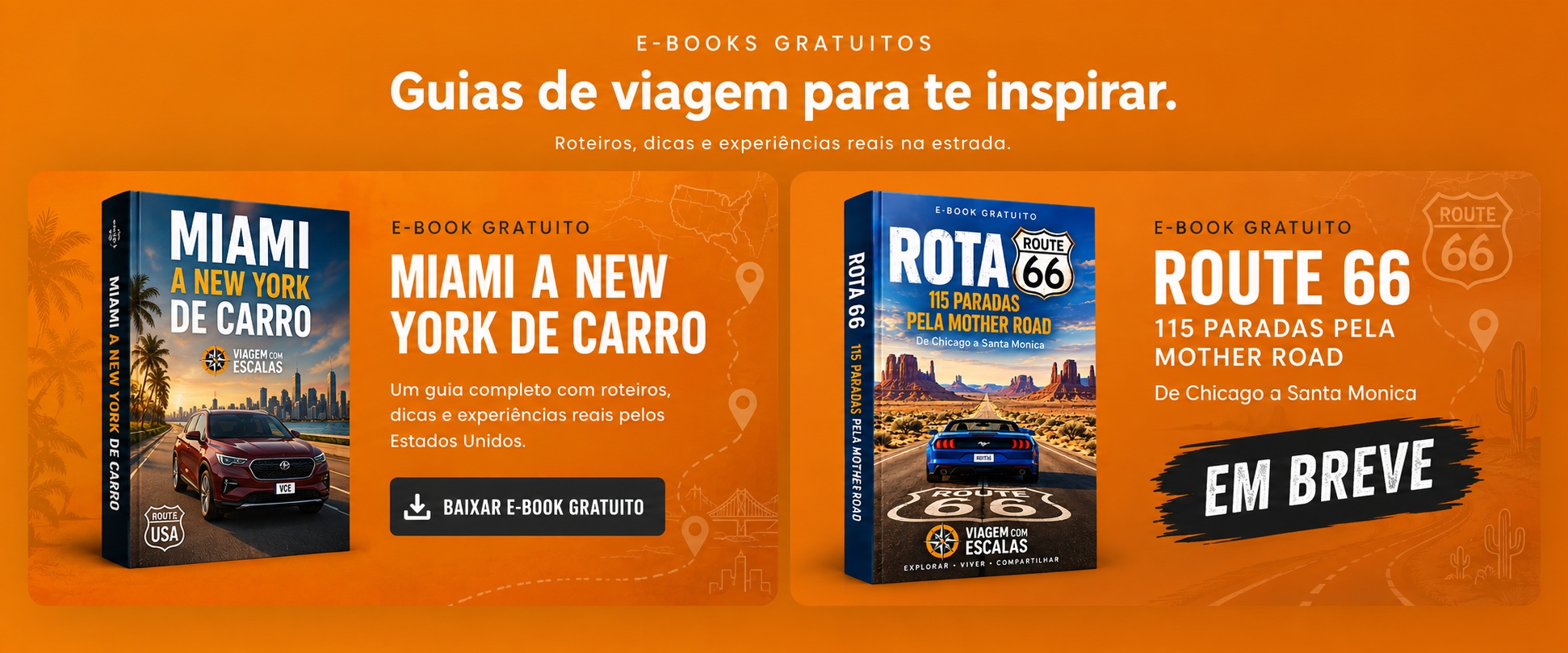 E-books gratuitos: Miami a New York e Route 66 em breve